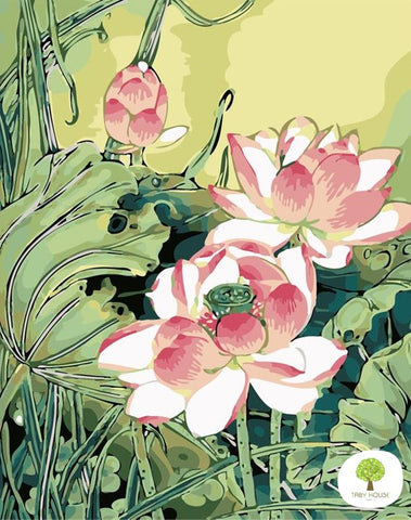 04050065 Peaceful Lotus Standard Size Number Painting (40*50cm)