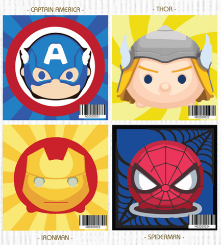 4 pcs Superhero Series Small Size Number Painting (20x20cm)