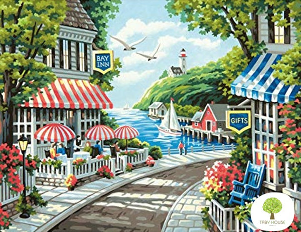 04050081 Cafe By The Sea Standard Size Number Painting (40*50cm)