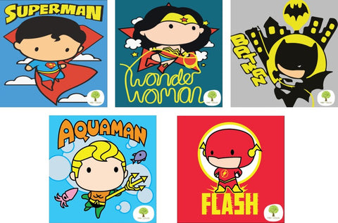 5 pcs Chibby Superheroes Series Small Size Number Painting (20x20cm)