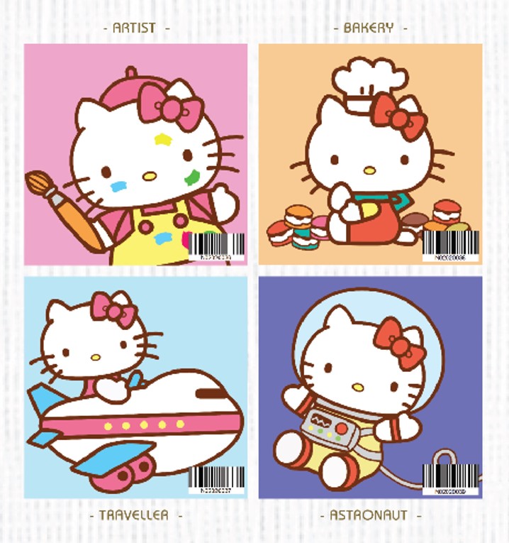 4 pcs Hello Kitty Series Small Size Number Painting (20x20cm)