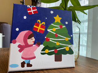 Christmas Tree and Presents 2021 Christmas Series Small Size Number Painting (20x20cm)