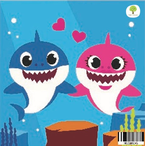 N02020046 Parents Shark Animal Series Small Size Number Painting (20x20cm)