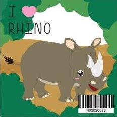 N02020028 Rhino The Extinct Animal Series Small Size Number Painting (20x20cm)