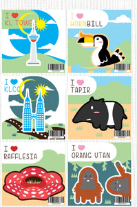 6 pcs I Love Malaysia Series Small Size Number Painting (20x20cm)